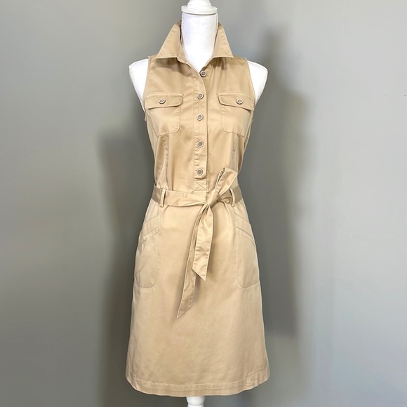 Banana Republic Dresses & Skirts - BANANA REPUBLIC HERITAGE SLEEVELESS SAFARI DRESS in NEW SAND